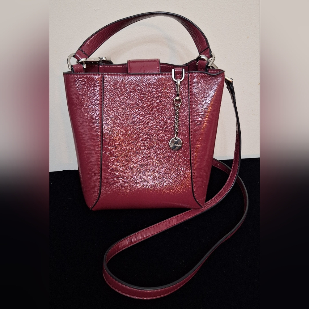 Calvin Klein Micro Mini Hobo Crossbody bag- Burgundy Vegan Leather